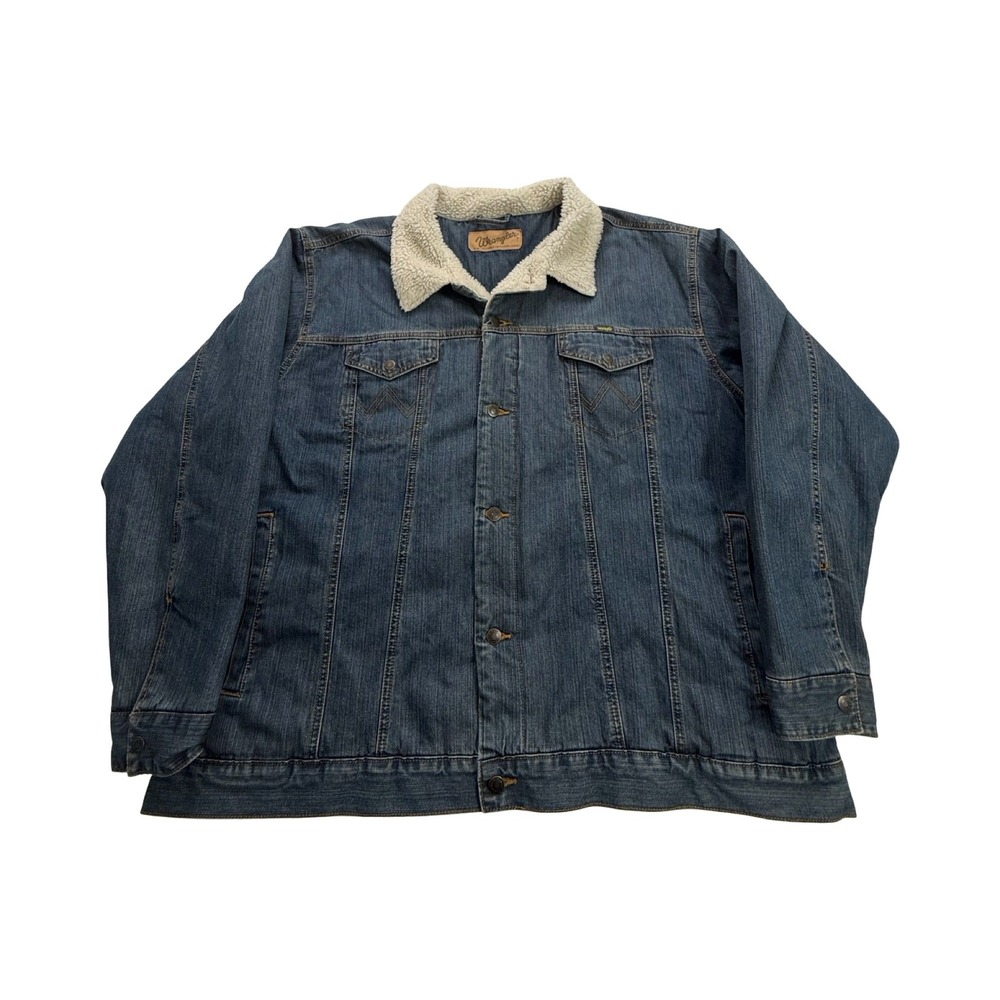 Wrangler Denim Jacket Mens XXL Blue Sherpa Lined Cotton Blend Western